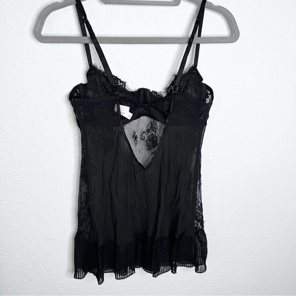 Victoria Secret Slip 36C Chemise lingerie Sheer Sequin Black Underwired Push up - Picture 4 of 7